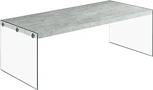 , Coffee Table, Tempered Glass, Grey Cement, 44&quot;L - $229.99
