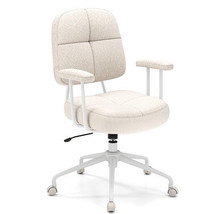 Leathaire Upholstered Task Home Office Chair with Cushioned Back-Beige - $2,966.51 MXN