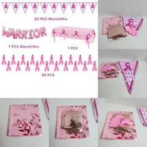 Pink Ribbon Party Supplies Breast Cancer Banner Tablecloth Warrior Balloons - £8.56 GBP