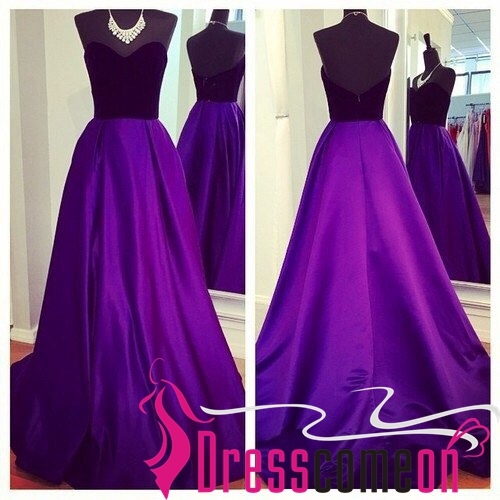 Prom Gown,Evening Dress,Grape Party Dress,Ball Gown Sweetheart Long Prom Dress - $119.00