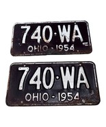 Vintage 1954 Ohio Collectible License Plates Pair Original Tag # 740 WA  - £73.50 GBP