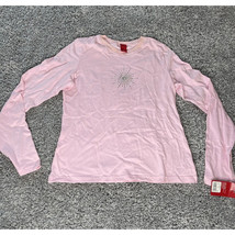 Girls Tee Snowflake Shirt Pink Long Sleeve Size Small Silver - £7.28 GBP