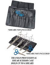 Groomer Barber Stylist TRI-FOLD 6 Shear Scissor Case Protective Pouch Tote Bag - £11.98 GBP