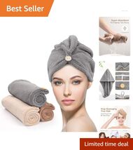 3 Pack Super Absorbent Microfiber Hair Towels - Fast Drying, Lightweight... - $24.70