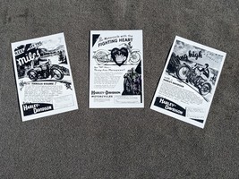 Three Harley Davidson Vintage Magazine Ads Replicated on Metal Tins ~ 19... - $1,098.82 MXN