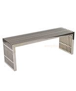 Modern Stainless Steel Slat Gridiron 47&quot; Bench Seat Coffee Table Indoors... - $247.96