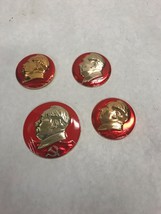 4 pieces Mao Tse Tung buttons pins red gold 1969-1971 political Chinese ... - $41.57