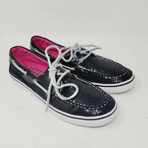 Sperry Top-Sider Womens Boat Shoes Sz 4 M Bahama Black Sequin 2 Eye Deck - £15.58 GBP