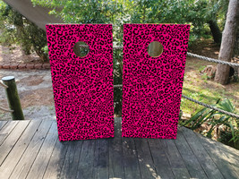 Waterproof Cornhole Wraps / Pink Leopard Print / Pink Camo / Laminated - $85.00