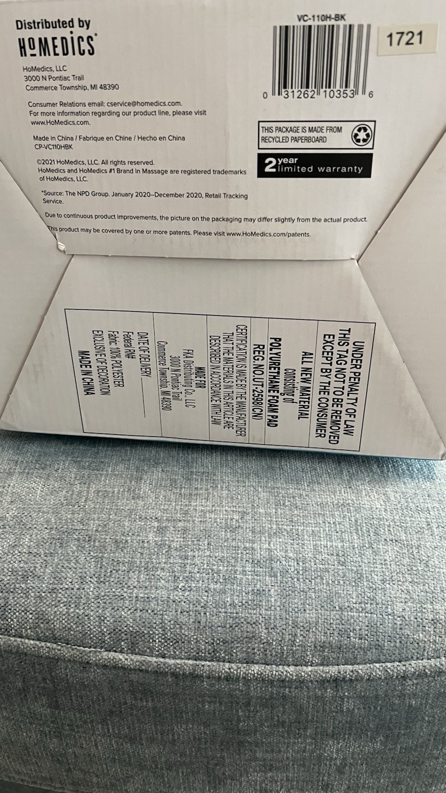 HoMedics Portable Back Massage Cushion with Soothing Heat NEW Item image 5