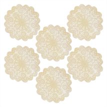Vintage Gold Floral Placemats - 15 Inch Non-Slip Vinyl Dining Table Decor (Set o - £14.77 GBP