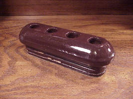 Brown Ceramic Long 4 Hole Insulator, may be an insulator base - £6.28 GBP