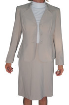 Anne Klein Women&#39;s Beige Suit Set Size 8 Petite (pb141) - $159.99