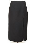 MICHAEL KORS Wool Skirt Black Pencil Straight Slit Sz 4 MADE IN ITALY - £112.05 GBP