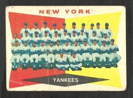 1960 Topps #332 New York Yankees Team Card Mickey Mantle Yogi Berra Whitey Ford - £13.77 GBP
