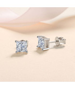 GRA Certified Princess Cut 0.6/1/2 Carat Moissanite S925 Stud Earrings - $105.00+