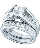 14kt White Gold Princess Diamond Bridal Wedding Engagement Ring Set 5.00... - $14,799.00 CAD