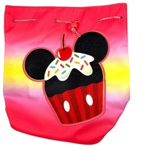 Disney Backpack Mickey Mouse Cupcake Bag with Drawstring 12in x 12in - $11.83