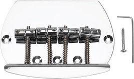 1 Set Bass Straight Bridge Kit Chrome 4 Strings Fixed Bass Bridge Metal ... - $37.99