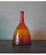 Blenko Decanter 6122M Tangerine Orange Crackle Glass 11 1/2&quot; 1960s Vintage - $193.05