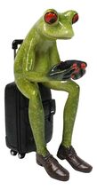 World Traveler Green Frog With Slack Shoes Sitting On Suit Case Luggage ... - €24,20 EUR