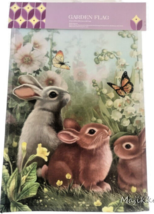 Spring Easter Garden Yard Flag Banner 12x18 Bunny Bunnies Butterfiles Flowers - £14.62 GBP