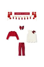 Janie and Jack Girls Holiday Xmas Plaid pants/cardi/top/hairbow 4pc set - $98.00