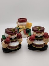 3 Vintage Christmas Candlestick Holder Snowman Drummer Nutcracker  - £10.31 GBP