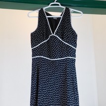 AGB Byer California Sleeveless Black White Polka Dot Trim Dress Size 12 Ruffle - £9.14 GBP