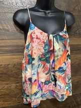 H&amp;M Cami Top Women Size 4 Floral Double Layer Spaghetti Strap Tank Top - £11.18 GBP