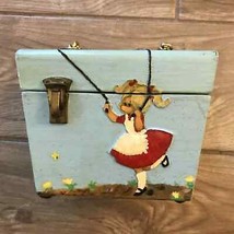 Handmade Baby Blue Wooden Box Purse - Vintage Jewelry and Child&#39;s Handbag - £19.91 GBP