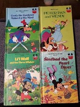 Disney Vintage Lot Of 4 Childrens Books Goofy, Peter Pan, Mickey, Lil Wolf - £6.93 GBP