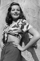 Gene Tierney sexy 1940&#39;s pin-up in low cut blouse tied at waist 18x24 Po... - $23.99