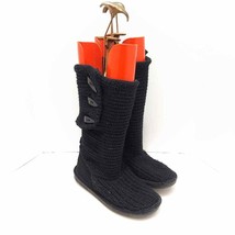 Bearpaw Black Knit Tall Boots Women’s Size 7 - £45.68 GBP