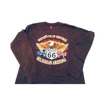 Hanes Men`s Sweatshirt T-shirt Route 66 Seligman Arizona Brown L Long Sleeve - £20.83 GBP