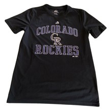 Majestic Colorado Rockies Baseball Boys Cool Base Black Short Sleeve Shi... - $289.21 MXN