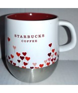 Starbucks 2007 Hearts Valentine 14oz Coffee Mug Ceramic Stainless Steel ... - £9.13 GBP