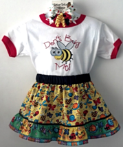 Embroidered Toddler T-Shirt, Skirt &amp; Pony-O - Don&#39;t Bug Me - Size 4 - £18.30 GBP