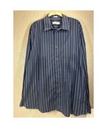 Calvin Klein Long Sleeve Button Down Black Blue Striped Shirt Business S... - $19.95