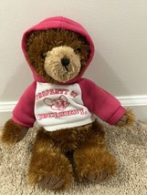 Teddy Bear Property Of Chuck E Cheeses Pink Hoodie Soft Plush Stuffed Animal - £11.66 GBP