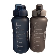 Giotto 2 Motivational Water Bottles Blue Gray Leak Proof Jug Handle 64oz READ - £16.41 GBP