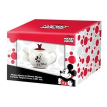 Walt Disney Classic Mickey and Minnie 44 oz Sculpted Ceramic Teapot UNUS... - $53.20