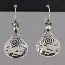 Retired Silpada Hammered Sterling Silver Drop Earrings with Spiral Accent W1354 - £39.58 GBP