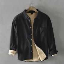 Fall Winter 2022 Men&#39;s Shirts Harajuku Long Sleeve Vintage Solid Color Ox Hawaii - £65.63 GBP