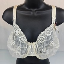 NWT Vtg JUST MY SIZE 1992 Second Skin Satin Sheer Embroidered 42D White Bra - $31.67