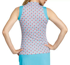 NWT TAIL TULIP GARDEN Bali Blue Turquoise Sleeveless Mock Golf Shirt M L XL XXL image 2