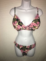 Cabana Del Sol Floral Print Halter Bikini Swimsuit 2 Pc Sz Xl New - £55.15 GBP