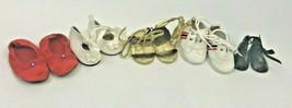 Vintage Doll Shoe Lot Fancy Athletic Bow Tie Lace Black Red Satin Gold 2... - $9.50