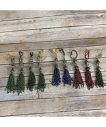 Victorian Christmas Ornament Beaded Tassels Silver Angel Green Red Lot of 9 - £30.51 GBP