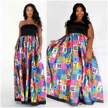 Black &amp; Multicolor Multiprint Tube Maxi  Dress - $50.00